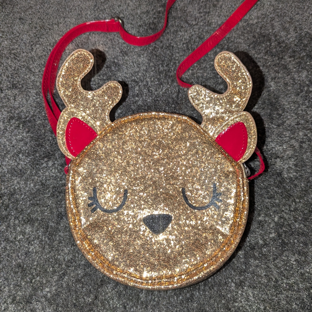 Glittery Gold Reindeer Kids Bag